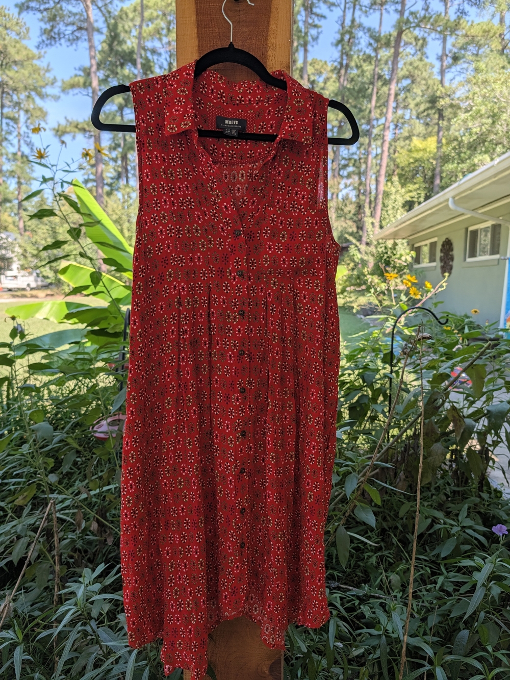Maeve Red Sleeveless Button-Front Dress